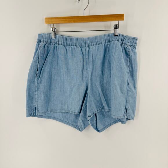 Madewell Chambray Shorts Casual Relaxed Fit Elastic Waist Pockets Cotton Sz XXL - Picture 7 of 7